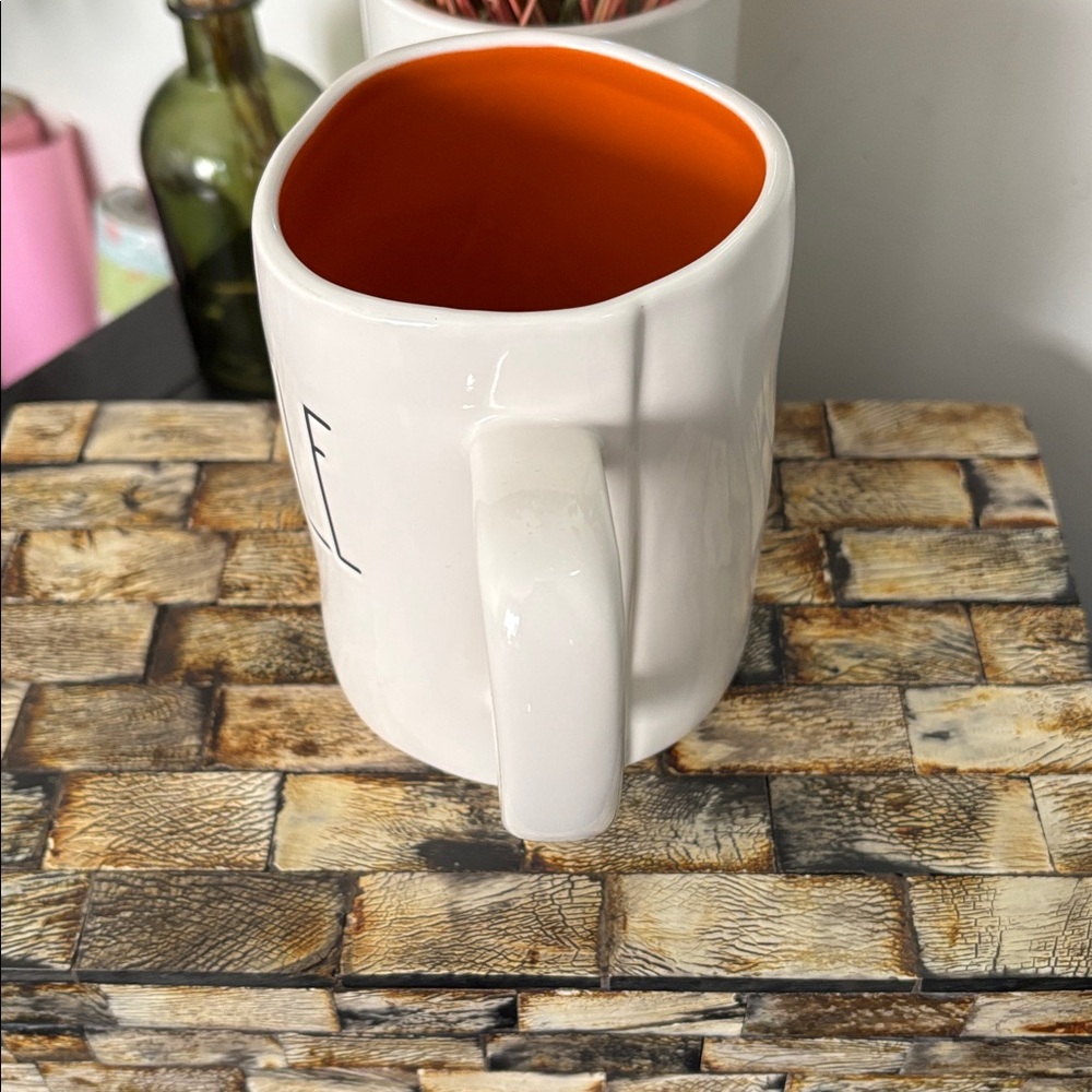 NEW RAE DUNN Ceramic GOBBLE Large Mug Autumn Fall Thanksgiving White Orange - Picture 3 of 9